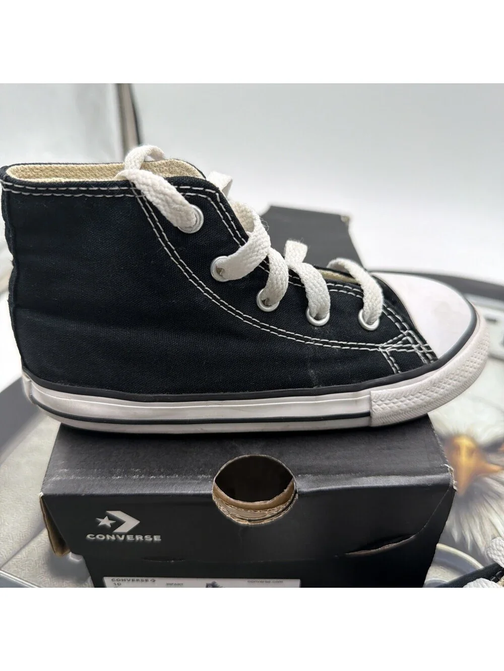Converse Shoes Youth 10 Chuck Taylor All-Star Sneakers Black Hi Top 3J231